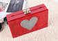 Wedding Hard Case Acrylic Clutch Bags , Ladies Red Clutch Bag With Silver Heart Glitter supplier