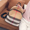 Women Leisure Backpack Style Plaid CanvasBackpack Mommy Bag School Feng Bag