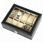 High quality faux PU Leather men valet black watch box size 25.5x20x7.5cm
