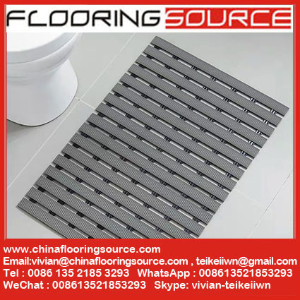 Anti skid PVC Bathroom Safety Floor Mat Custom Size Red Blue Grey Two Layer Drain Water Structure