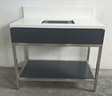metal/304# stainless steel  Bathroom vanity with wood shelf /bathroom cabinet /HOTEL VANITY V-014