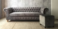 2017 hot sale moden luxury chesterfield sofa with grey velvet,living room sofa,french style sofa,oak wood sofa