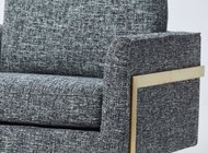 Fashionable top-Quality grey linen with brass finish metal base living room fabric couches sofa