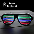 Black Frame Sound Activated  LED Shutter Shades Glasses For Concerts, Party, Night Clubs, Music Festivals