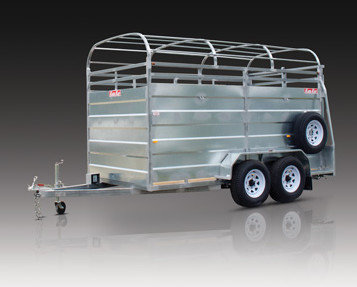 China Double Axle Steel Cattle Crate Trailer / Stock Crate Trailer With Hydraulic Brake supplier