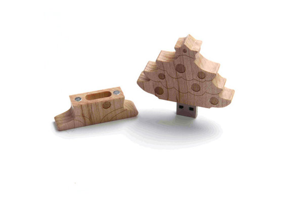 China Christmas wooden USB pendrive , 100mb usb flash drive for promotional gift supplier