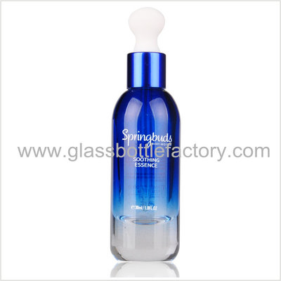 China 30ml New Model Blue Painting Glass Essence Bottles With Dropper supplier