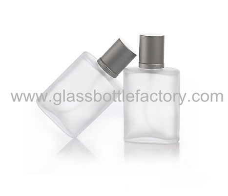 China 30ml Frost Square Glass Perfume Bottle With Silver Cap and Sprayer supplier