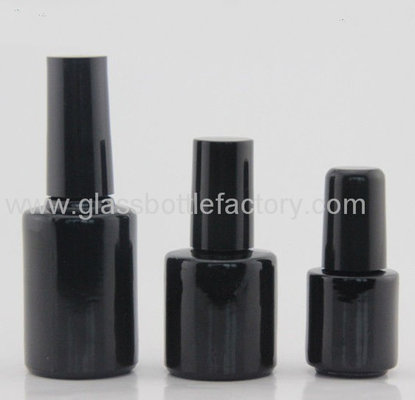 China 10ml Black Round Glass Nail Polish Bottles With Cap Abd Brush supplier