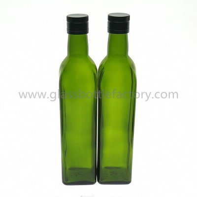 China 500ml Dark Green Square Olive Oil Glass Bottles supplier