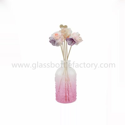 China 250ml Colored Empty Emboss Glass Fragrance Bottle supplier