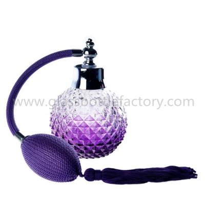 China 100ml Purple Perfume Glass Bottle With Gas Sprayer supplier