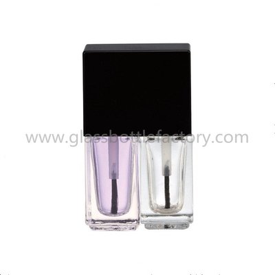 China Clear Double Glass Nail Polish Bottles With Black Cap supplier
