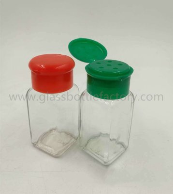 China 80ml Clear Square Spices Glass Jar With Lids supplier