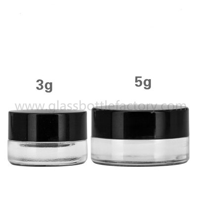 China 3g and 5g Clear Glass Eye Cream Jars With Black Lids supplier
