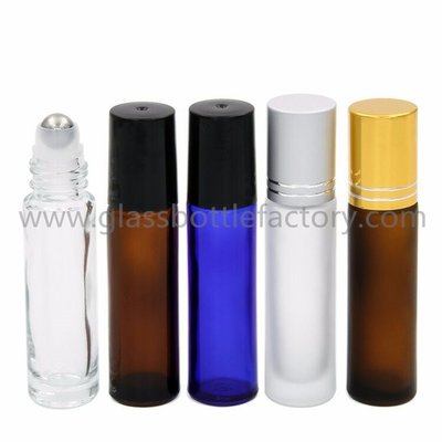 China 10ml Clear,Frost,Amber, Blue Perfume Roll On Bottles With Caps and Rollers supplier
