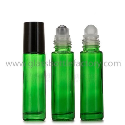 China 10ml Green Perfume Roll On Bottle With Cap and Roller supplier