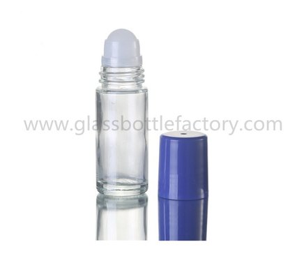 China 30ml Clear Round Perfume Roll On Bottle With Cap and Roller supplier