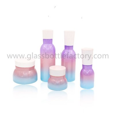 China 150ml,120ml,40ml Colored Opal Glass Lotion Bottles With Wood Caps and 50g,150g Opal Glass Cosmetic Jar With Wood Cap supplier