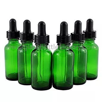 China 1oz Green Boston Round Glass Bottle With Black Dropper supplier