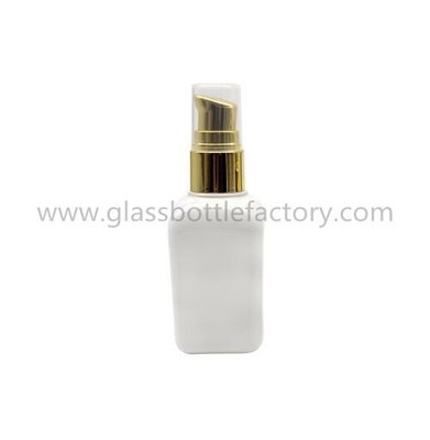 China 30ml Opal White Glass Serum Bottle With Gold Pump supplier
