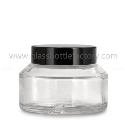 China 100g Clear Sloping Shoulder Glass Cream Jar With  Lid supplier