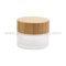5g,15g,30g,50g,100g Frost Round Glass Cosmetic Jars With Bamboo Lids supplier