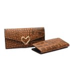 2 piece a set PU leather women wallet snake skin emboss crocodile grain long style purse