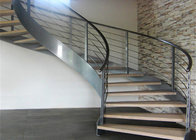tempered dark grey glass tread curved staircase with tempered clear glass railing top railing