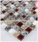 Factory price 300*300mm 8mm thickness Mix-color crackle glass mosaic tile for background w