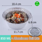 100 Pack Round Aluminum Pans with Lids, Roasting Pans for Ovens, Aluminum Disposable Pans (850 ML)