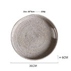 2024 New arrival Round Rattan Serving Tray Decorative Woven Ottoman Trays with Handles for Coffee Table Natural color