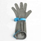 Full Protection Ring Mesh Metal Safety Gloves Cut Resistant  with Long Sleeve Silicone Rubber Strap With Lowest  Price