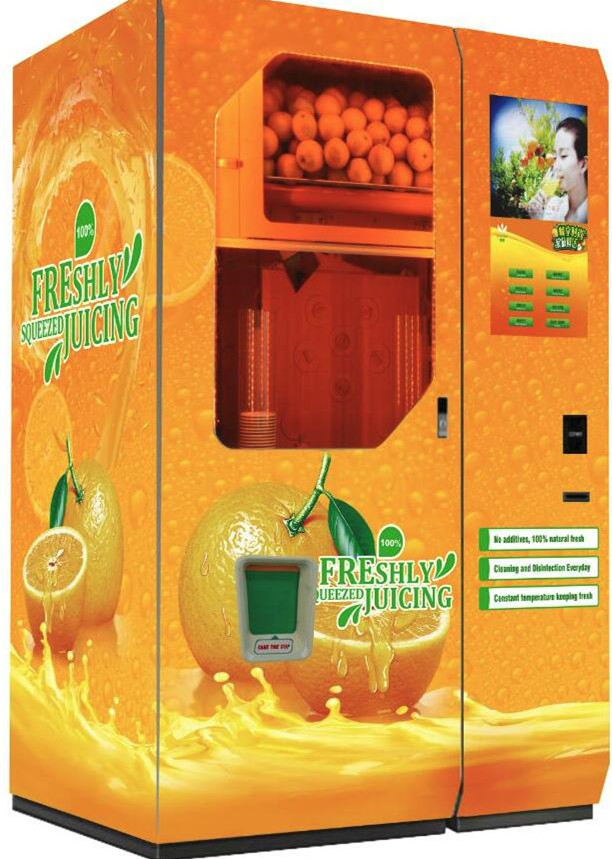 Orange juice squeezing vending machine