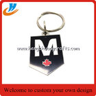 Custom design soft enamel metal keychain/double side plated silver with ring