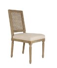 China Wholesale rattan squar back event chair antique solid wooden carved rental wedding chair with linen company