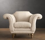 China French good cushion linen single sofa old-fashioned wing sofa comfortable sofa furniture manufacturer