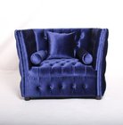 China Event button tufted long back wooden sofa living room upholstery sofa navy blue velvet single sofa manufacturer