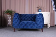 China Event button tufted  back wooden sofa living room upholstery sofa with armrest navy blue velvet single sofa company