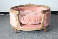 China Nice design furniture for dogs oak wood frame dog house good cushion with velvet fabric dog house company