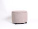 Linen fabric wooden folding ottoman round upholstered storage ottoman room footstool and ottomans factory