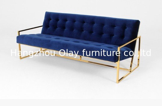 China Nice design wooden button velvet upholstery stainless steel frame long back sofa company