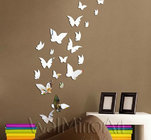 DIY 3D Modern 20pcs Butterfly Wall Stickers Silver Acrylic Mirror Surface Wall Stick Home