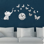 Elephant Butterfly Decorative DIY Mirror Wall Clocks Unique Design
