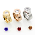 new desgn high polished stainless steel jewelry ring colored zircon stone silver gold  rose gold rings for men and women