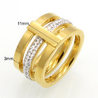 new desgn high polished stainless steel jewelry ring 18k Gold Ring with Cubic Zirconia CZ