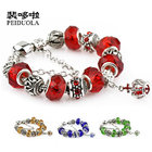Colorful Crystal European Beads with Red Murano Glass Beads fit pandora crown Chain Charms Bracelet