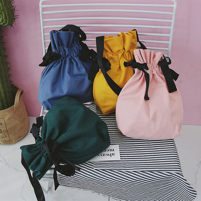 China Factory direct sales tied bow single shoulder bag of pure color canvas art and art with water slant supplier