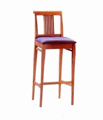 China Antique Oak Wood Square Cushion Hotel Bar Stools With Round Back supplier