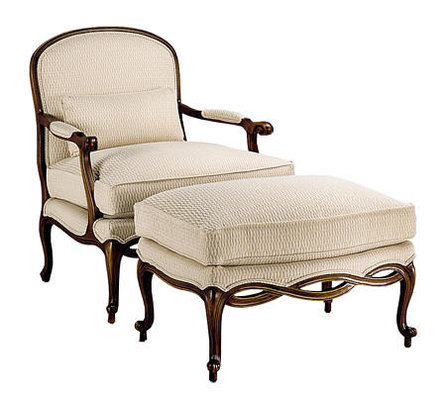 China Soild Wood Leg Upholstered Chair And Ottoman / Living Room Lounge Ottoman Chair supplier